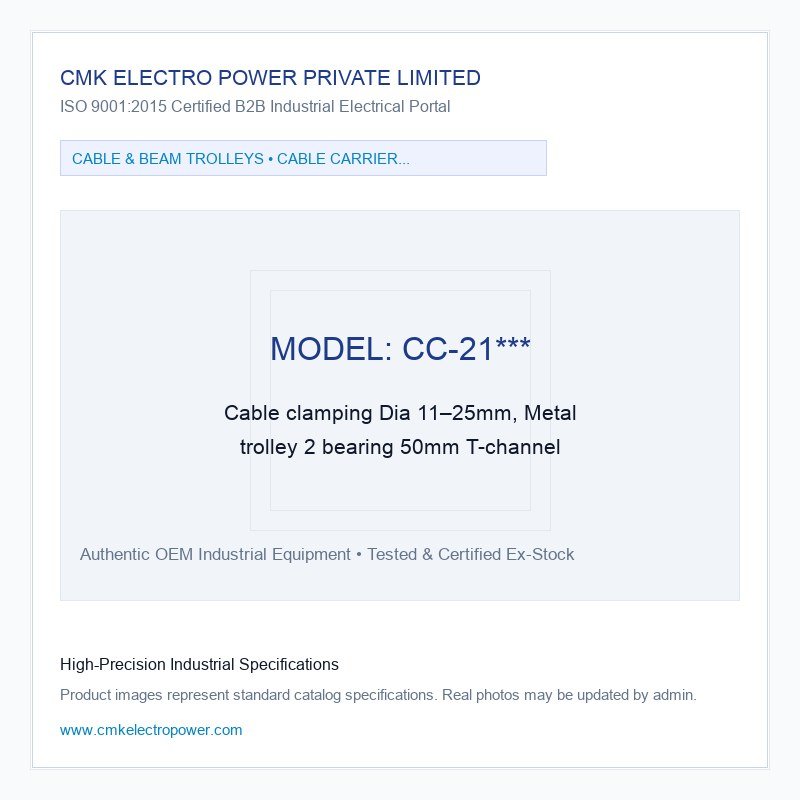 Cable clamping Dia 11–25mm, Metal trolley 2 bearing 50mm T-channel