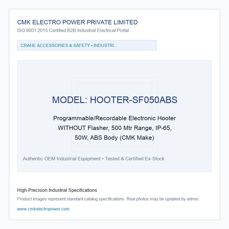 Programmable/Recordable Electronic Hooter WITHOUT Flasher, 500 Mtr Range, IP-65, 50W, ABS Body (CMK Make)